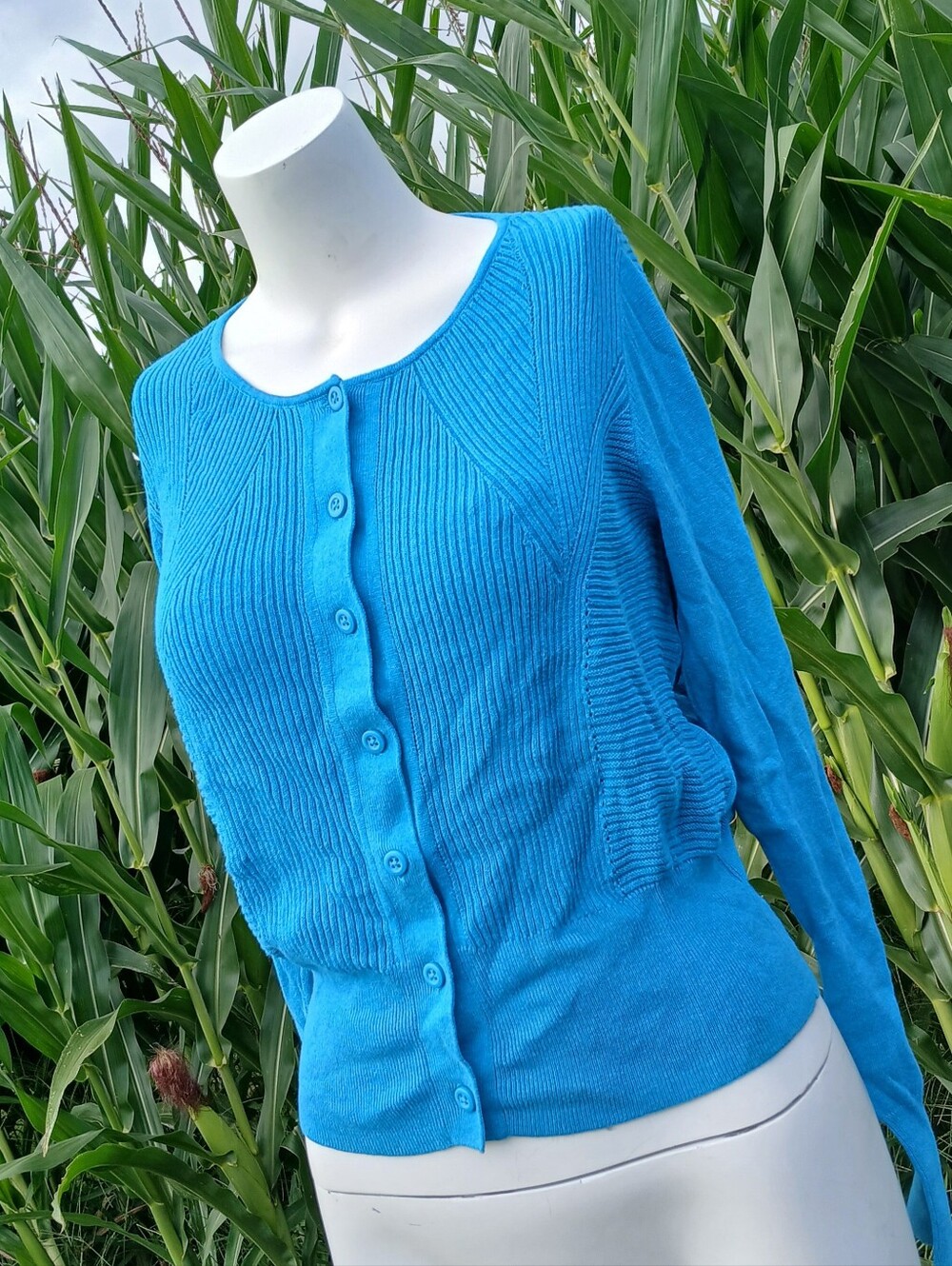 Cabi size S Small womens Blue Cardigan Top Shirt Button Down 100% cotton fall